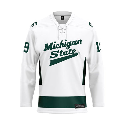 Michigan State - NCAA Men's Ice Hockey : Austin Baker - White Hockey Jersey-0
