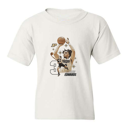 Purdue - NCAA Men's Basketball Legends : Carsen Edwards - Collage Youth T-Shirt-0