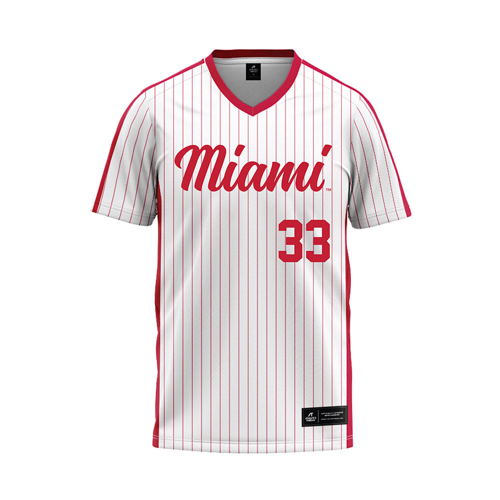 Miami of Ohio - NCAA Baseball : Jamie Rasmussen - Pinstripe Baseball Jersey-0