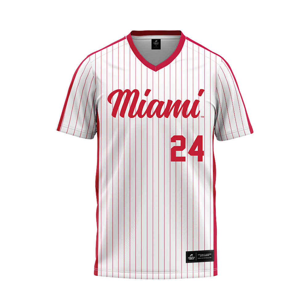 Miami of Ohio - NCAA Baseball : Hayden Christiansen - Pinstripe Baseball Jersey-0