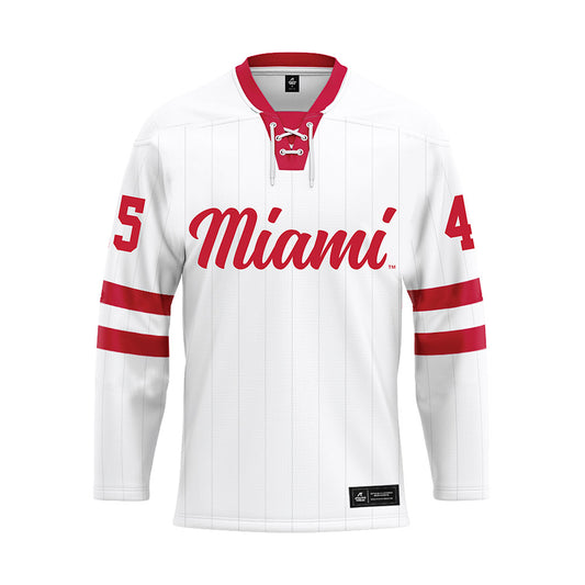 Miami of Ohio - NCAA Men's Ice Hockey : Matteo Drobac - White Hockey Jersey-0