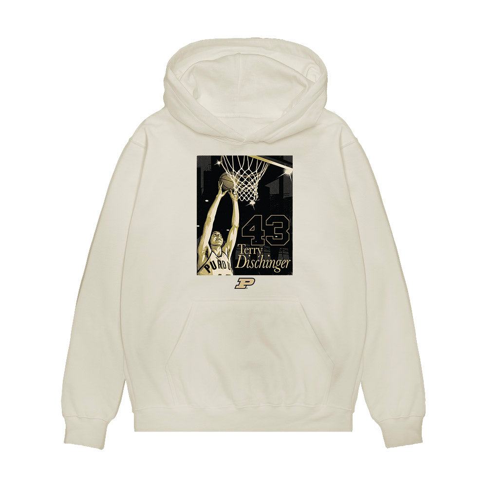 Purdue - NCAA Men's Basketball Legends : Terry Dischinger - Mono Premium Hooded Sweatshirt-0
