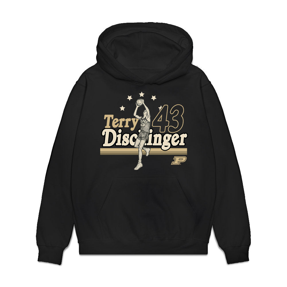 Purdue - NCAA Men's Basketball Legends : Terry Dischinger - Caricature Premium Hooded Sweatshirt-0