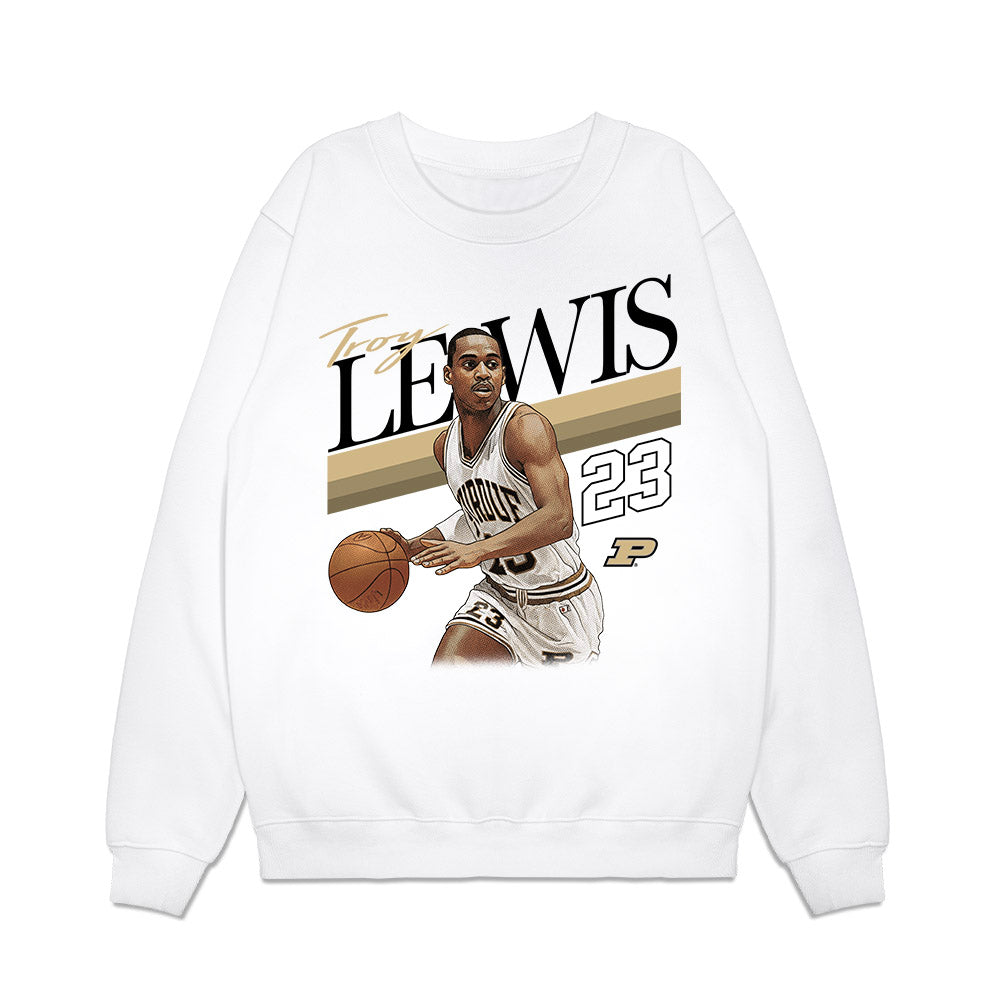 Purdue - NCAA Men's Basketball Legends : Troy Lewis - Caricature Premium Crewneck Sweatshirt-0