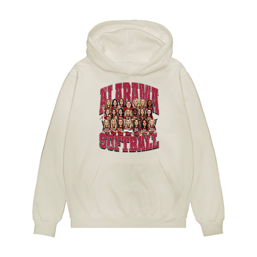 Alabama - NCAA Softball : - Team Caricature Premium Hooded Sweatshirt-0