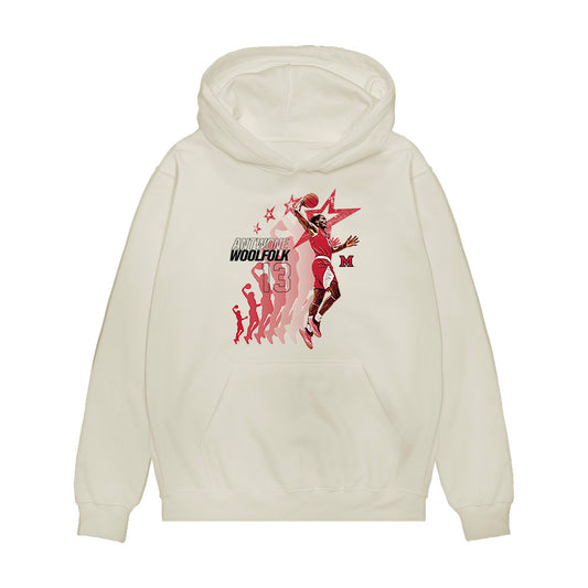 Miami of Ohio - NCAA Men's Basketball : Antwone Woolfolk - Graphic Premium Hooded Sweatshirt-0