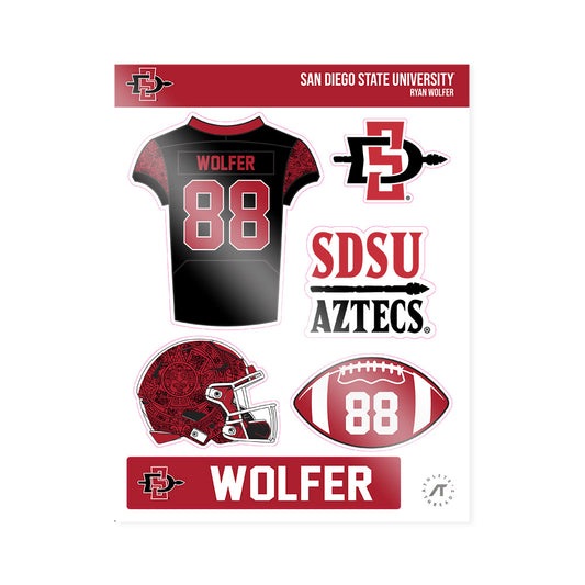 SDSU - NCAA Football : Ryan Wolfer - Sticker Sheet-0