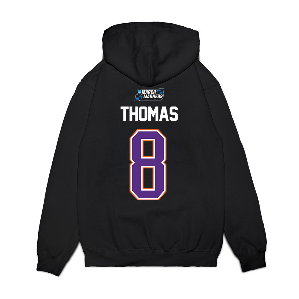 Clemson - NCAA Men's Basketball : Dallas Thomas - NCAA® March Madness® 2026 Premium Hooded Sweatshirt-1