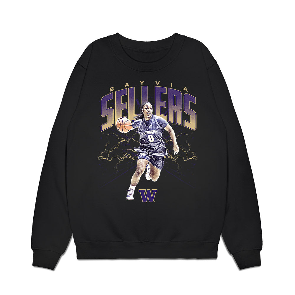 Washington - NCAA Women's Basketball : Sayvia Sellers - Collage Premium Crewneck Sweatshirt-0