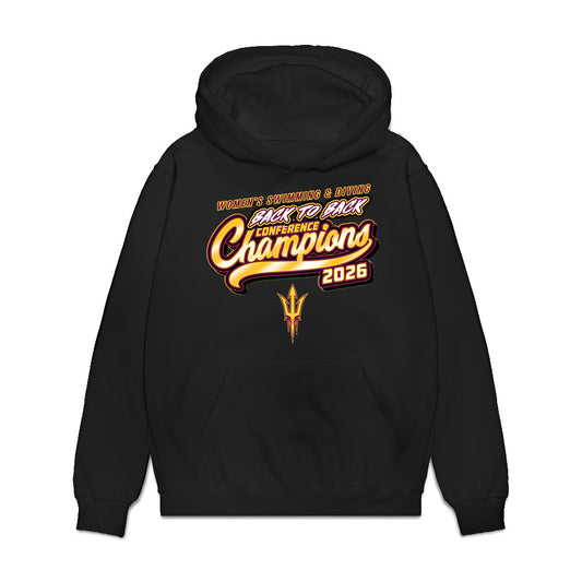 Arizona State - NCAA Women's Swimming & Diving : Deniz Ertan - Back to Back Conference Champions Premium Hooded Sweatshirt-0