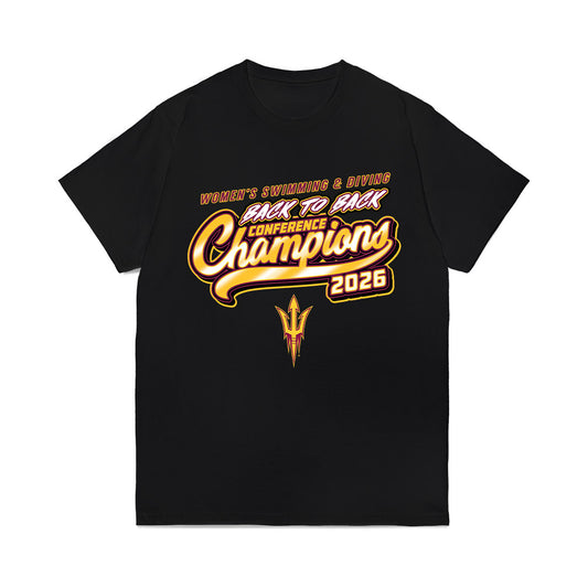 Arizona State - NCAA Women's Swimming & Diving : Indigo Armon - Back to Back Conference Champions Comfort Colors T-Shirt-0