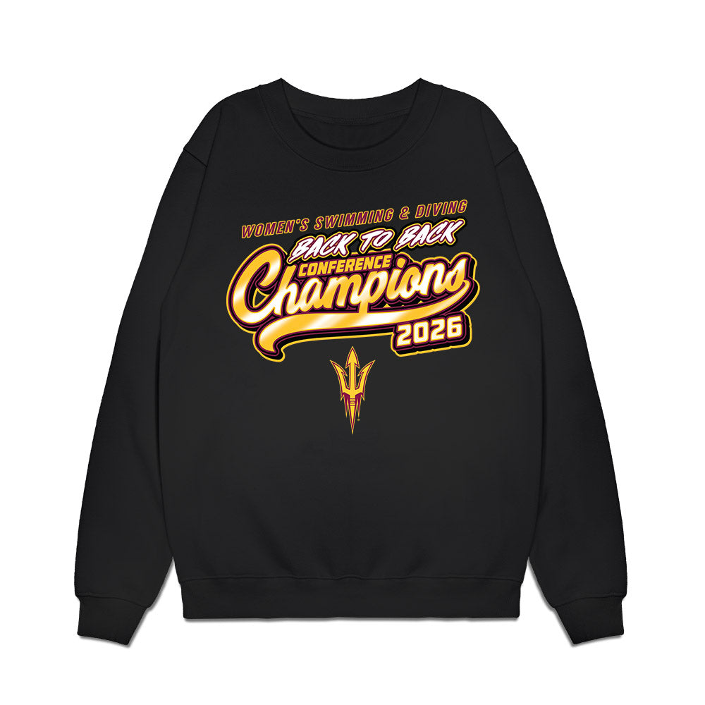 Arizona State - NCAA Women's Swimming & Diving : Indigo Armon - Back to Back Conference Champions Premium Crewneck Sweatshirt-0