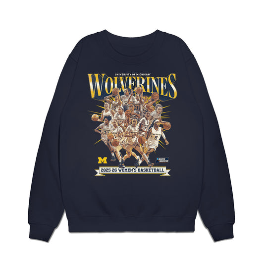 Michigan - NCAA Women's Basketball : NCAA® March Madness® 2026 Team Collage Premium Crewneck Sweatshirt-0
