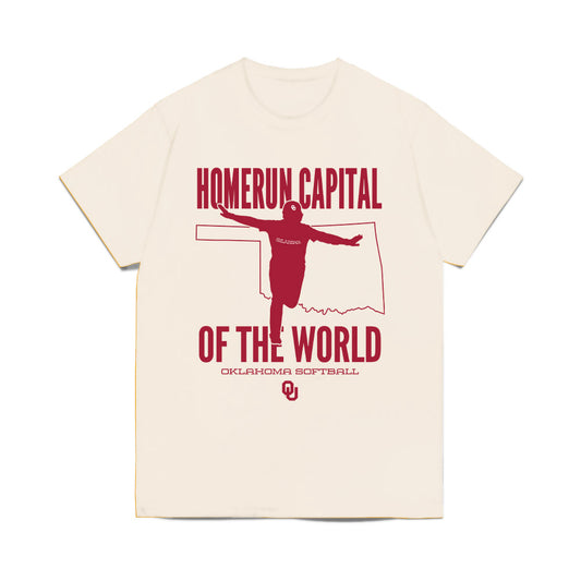 Oklahoma - NCAA Softball : Audrey Lowry - Homerun Capital Of the World Comfort Colors T-Shirt-0