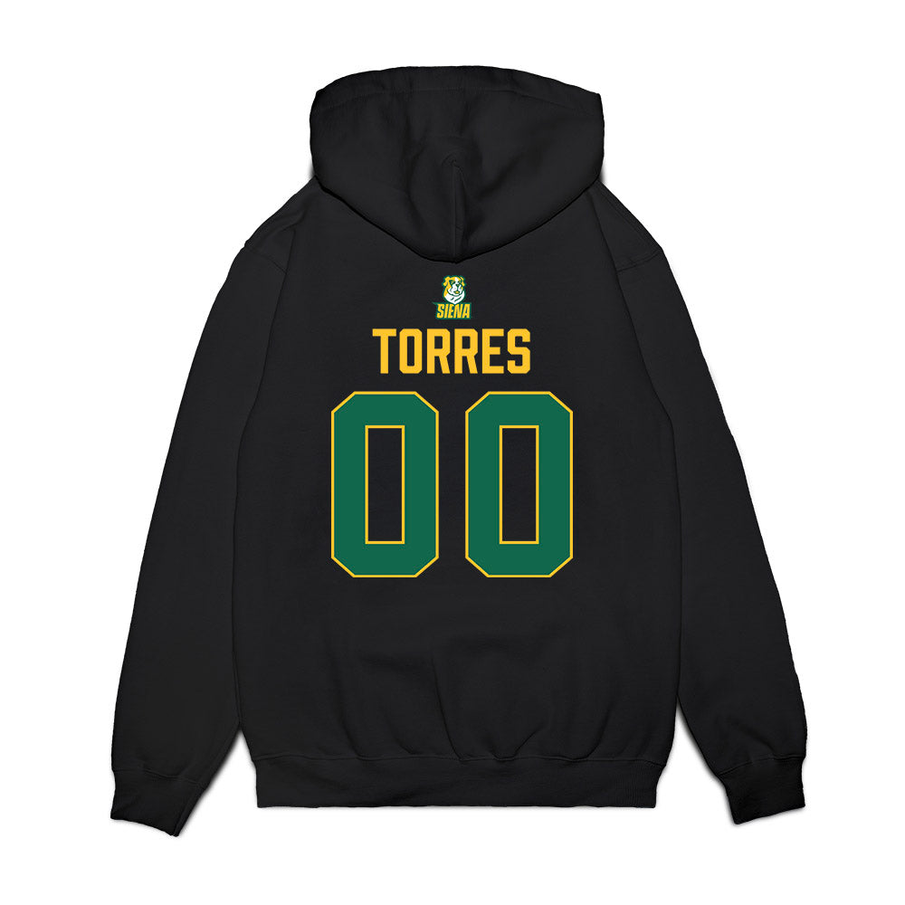 Siena - NCAA Men's Basketball : Chris Torres - Conference Champions Premium Hooded Sweatshirt-1