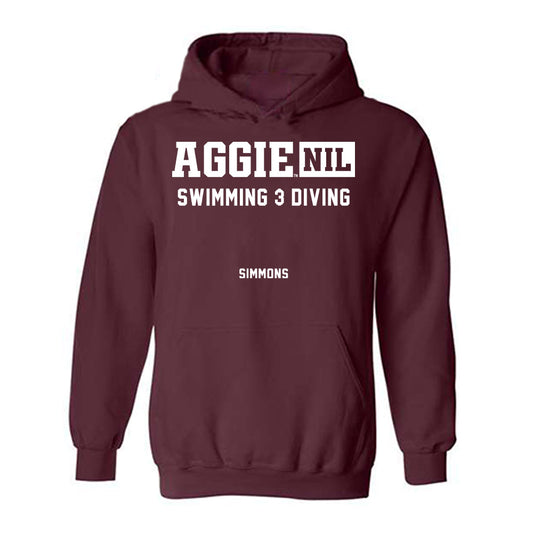 Texas A&M - NCAA Men's Swimming & Diving : John Simmons - Aggies NIL Classic Shersey Hooded Sweatshirt-0