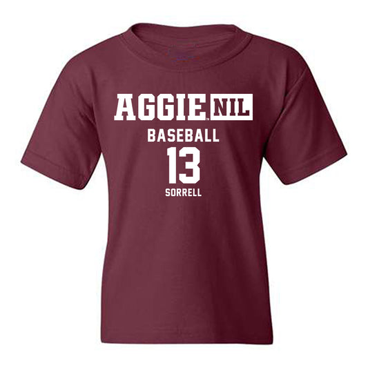 Texas A&M - NCAA Baseball : Caden Sorrell - Aggies NIL Classic Shersey Youth T-Shirt-0