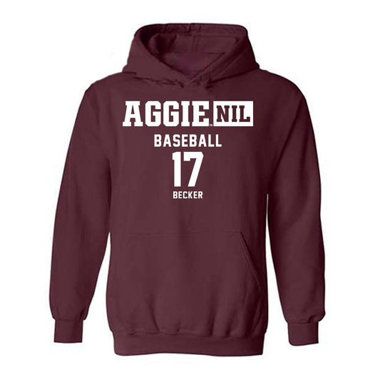 Texas A&M - NCAA Baseball : Zane Becker - Aggies NIL Classic Shersey Hooded Sweatshirt-0