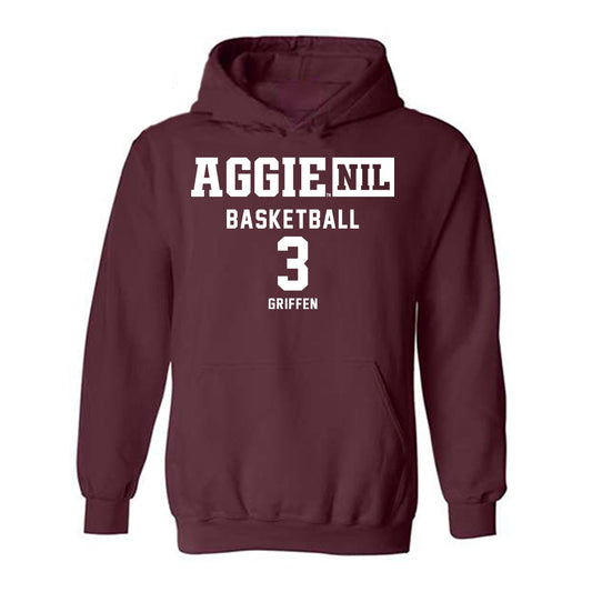 Texas A&M - NCAA Men's Basketball : Rylan Griffen - Aggies NIL Classic Shersey Hooded Sweatshirt-0