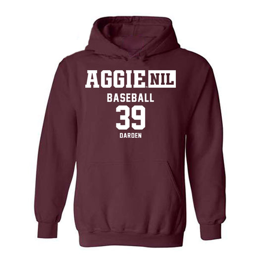 Texas A&M - NCAA Baseball : Ethan Darden - Aggies NIL Classic Shersey Hooded Sweatshirt-0
