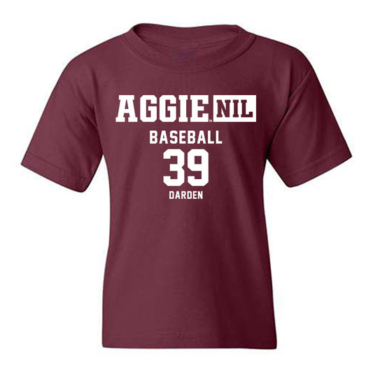 Texas A&M - NCAA Baseball : Ethan Darden - Aggies NIL Classic Shersey Youth T-Shirt-0
