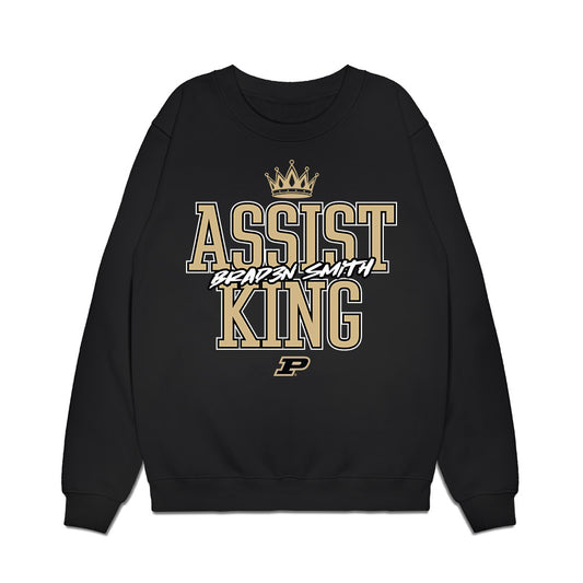 Purdue - NCAA Men's Basketball : Braden Smith - Assist King Premium Crewneck Sweatshirt-0