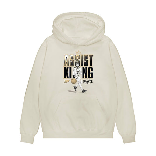 Purdue - NCAA Men's Basketball : Braden Smith - Assist King Caricature Premium Hooded Sweatshirt-0