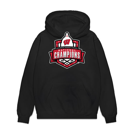 Wisconsin - NCAA Women's Ice Hockey : Isabella Vasseur - 2026 National Champions Premium Hooded Sweatshirt-0