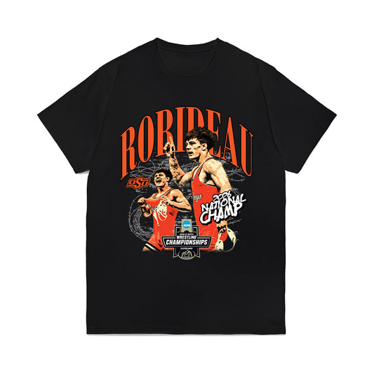 Oklahoma State - NCAA Wrestling : Landon Robideau - Collage Comfort Colors T-Shirt-0