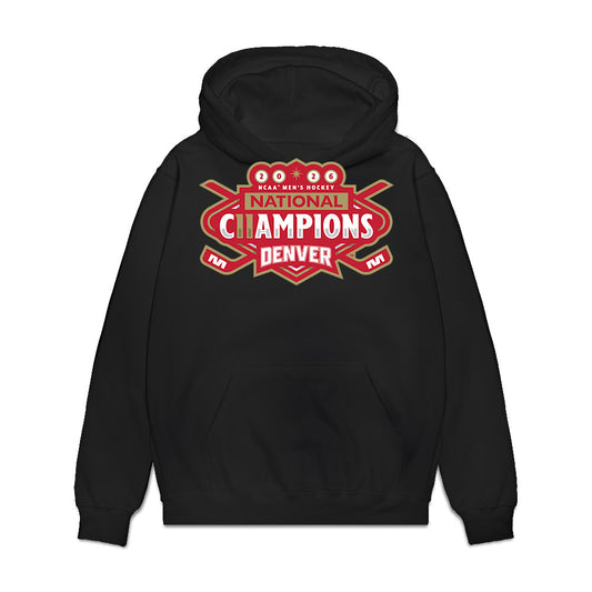 DU - NCAA Men's Ice Hockey : Jake Fisher - NCAA® 2026 National Champions Premium Hooded Sweatshirt-0