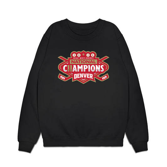 DU - NCAA Men's Ice Hockey : Boston Buckberger - NCAA® 2026 National Champions Premium Crewneck Sweatshirt-0