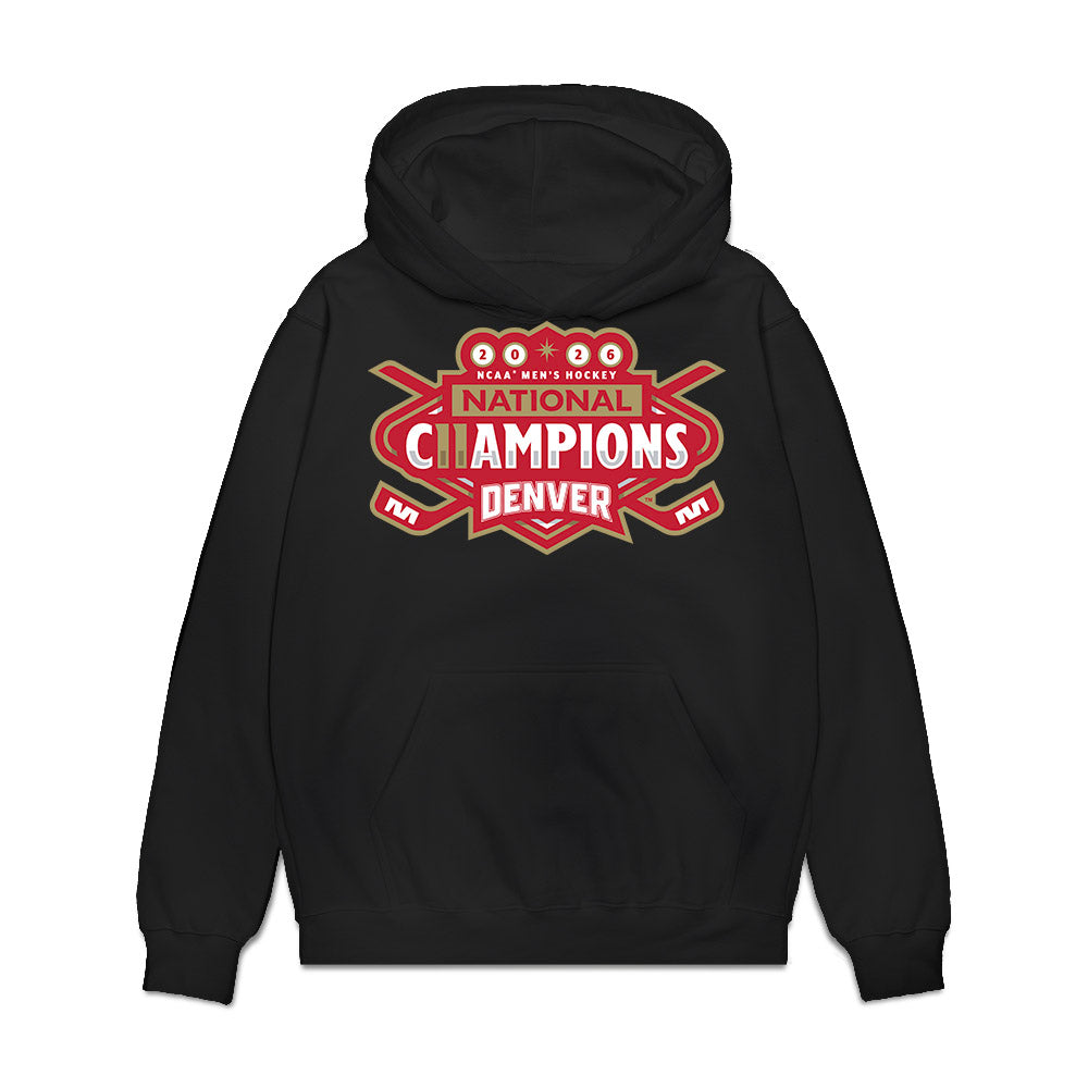DU - NCAA Men's Ice Hockey : Samuel Harris - NCAA® 2026 National Champions Premium Hooded Sweatshirt-0