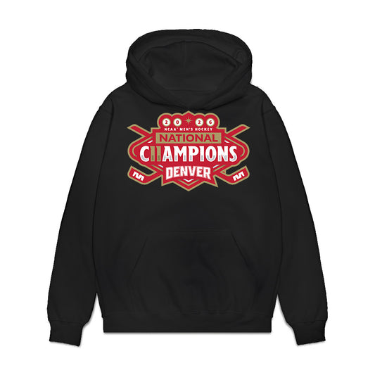 DU - NCAA Men's Ice Hockey : Samuel Harris - NCAA® 2026 National Champions Premium Hooded Sweatshirt-0