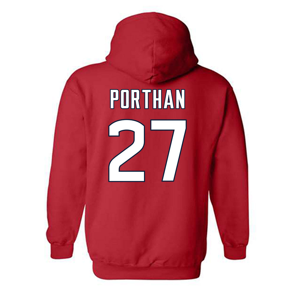 UConn - NCAA Women's Ice Hockey : Taylor Porthan - Sports Shersey Hooded Sweatshirt-1