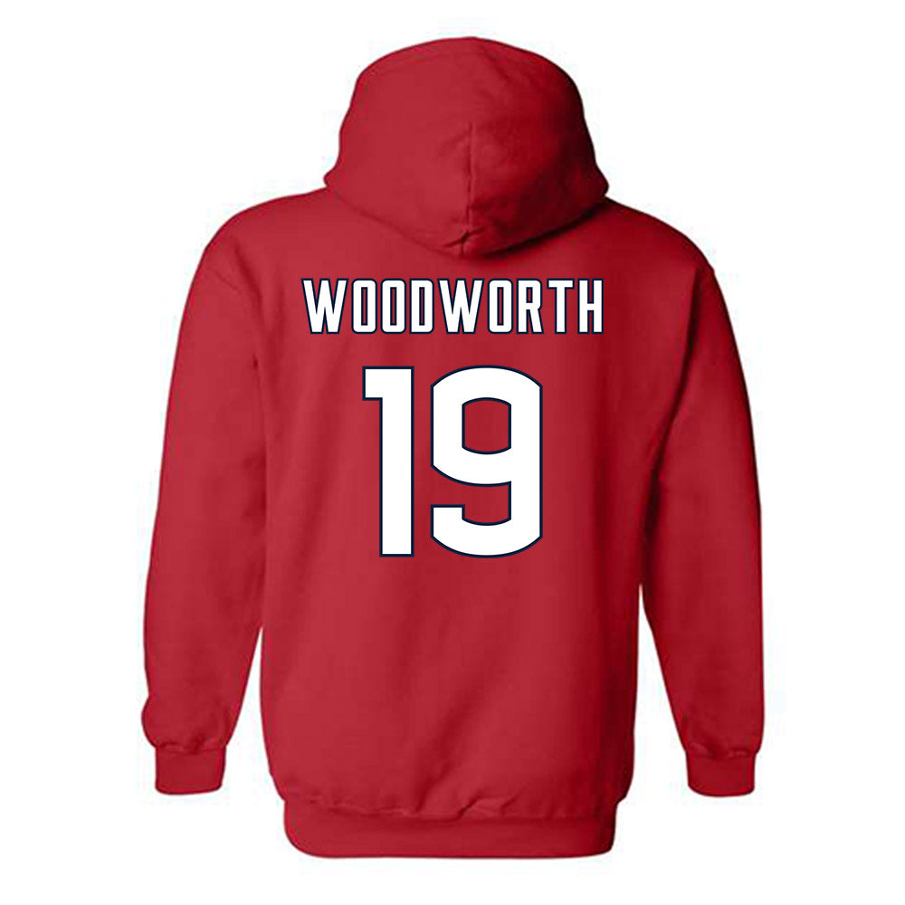 UConn - NCAA Women's Ice Hockey : Megan Woodworth - Sports Shersey Hooded Sweatshirt