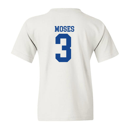 SMU - NCAA Football : Ahmaad Moses - White Youth T-Shirt-1