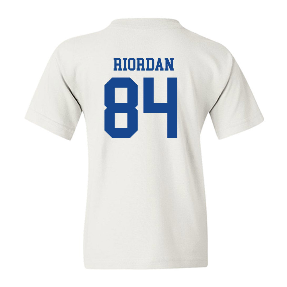 SMU - NCAA Football : Tripp Riordan - White Youth T-Shirt-1