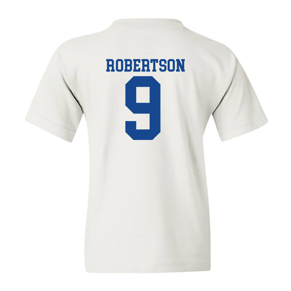 SMU - NCAA Football : Cameron Robertson - White Youth T-Shirt-1