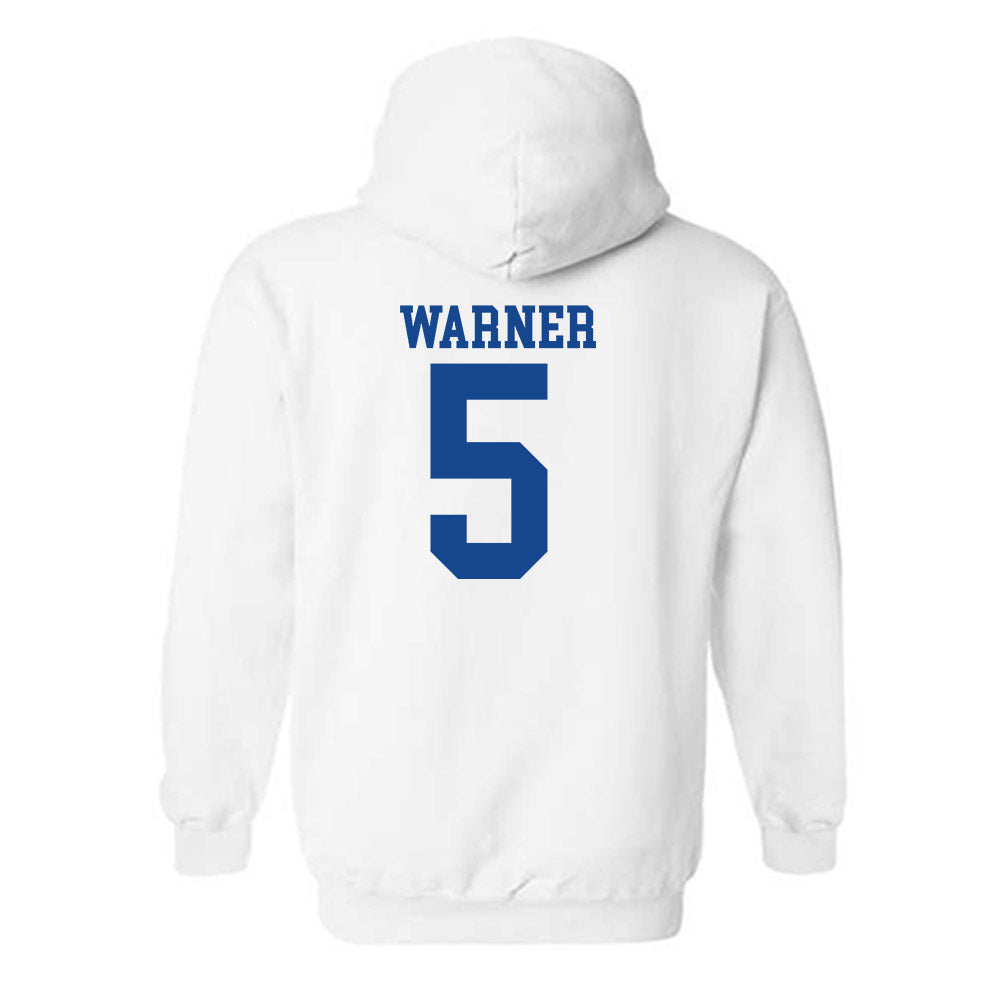SMU - NCAA Football : DJ Warner - White Hooded Sweatshirt-1