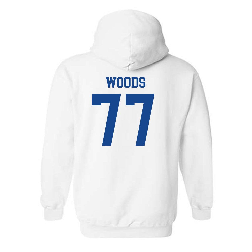 SMU - NCAA Football : Alexzander Woods - White Hooded Sweatshirt-1