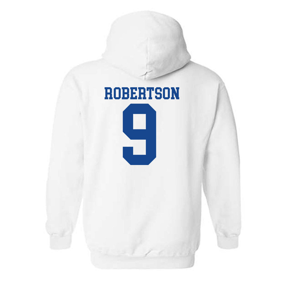 SMU - NCAA Football : Cameron Robertson - White Hooded Sweatshirt-1