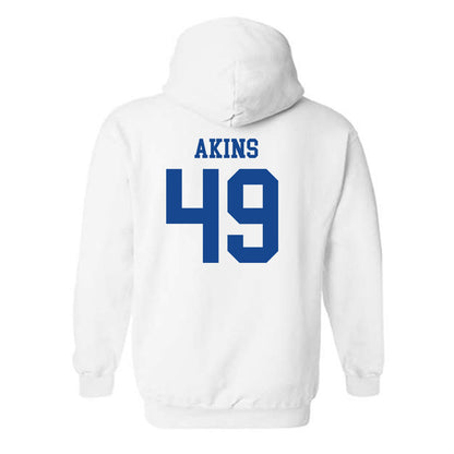 SMU - NCAA Football : nolan Akins - White Hooded Sweatshirt-1