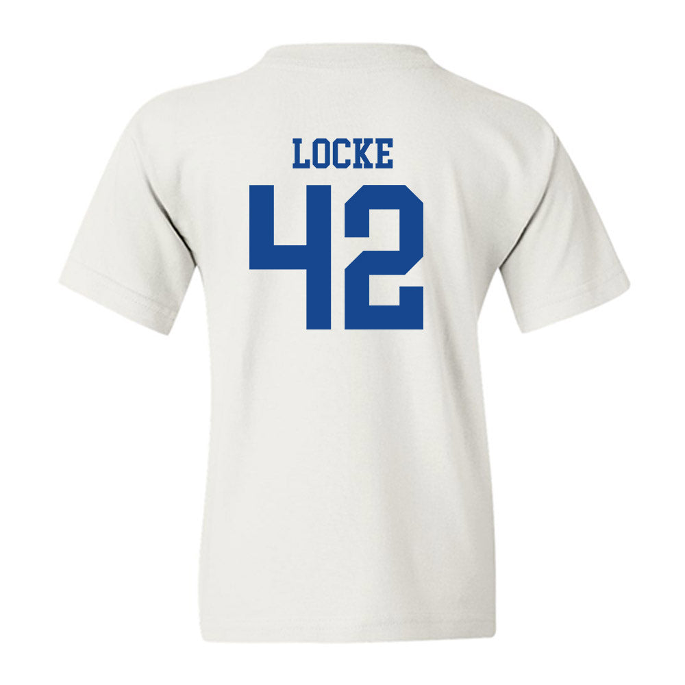 SMU - NCAA Football : Will Locke - White Youth T-Shirt-1