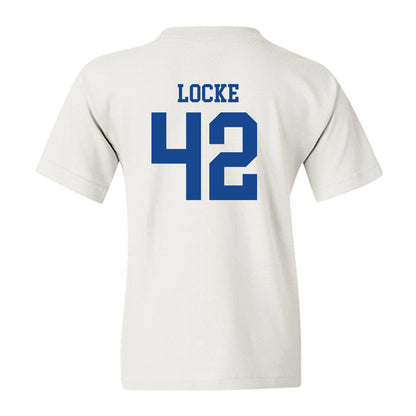 SMU - NCAA Football : Will Locke - White Youth T-Shirt-1