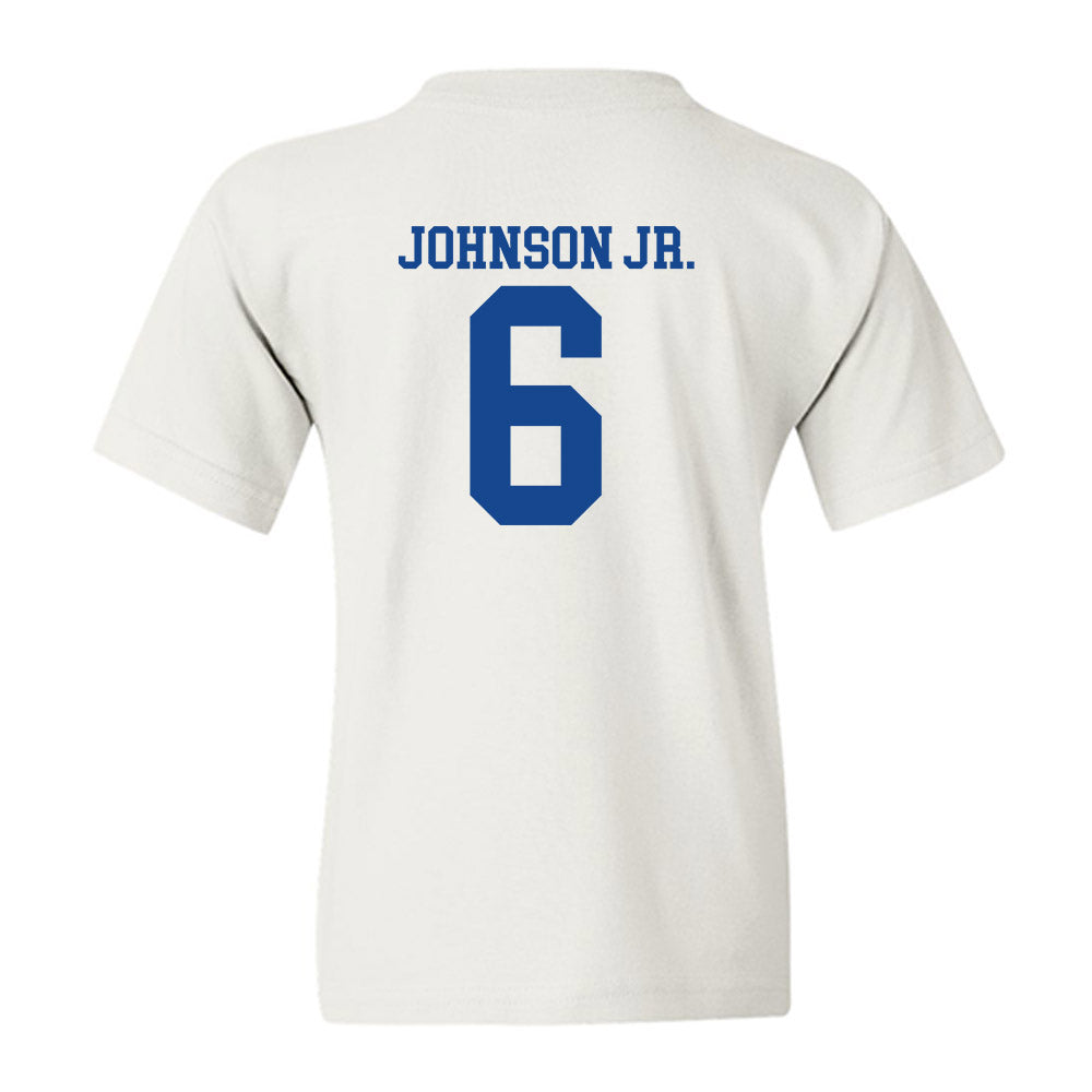 SMU - NCAA Football : Chris Johnson Jr. - White Youth T-Shirt-1