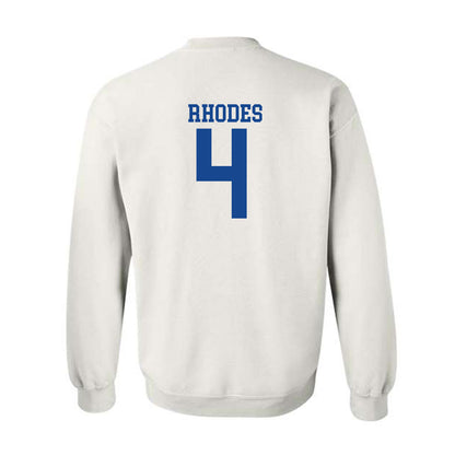 SMU - NCAA Football : Link Rhodes - White Crewneck Sweatshirt-1