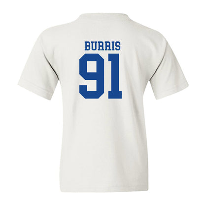 SMU - NCAA Football : Blake Burris - White Youth T-Shirt-1