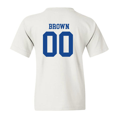 SMU - NCAA Football : Carterrious Brown - White Youth T-Shirt-1