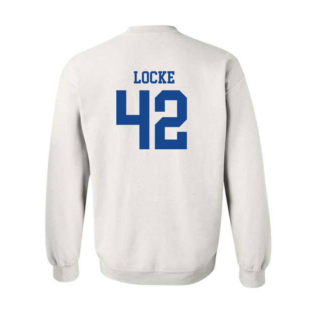 SMU - NCAA Football : Will Locke - White Crewneck Sweatshirt-1