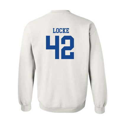 SMU - NCAA Football : Will Locke - White Crewneck Sweatshirt-1